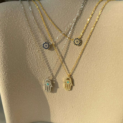 [ORA ]Demon Eye Hamsa Palm Necklace