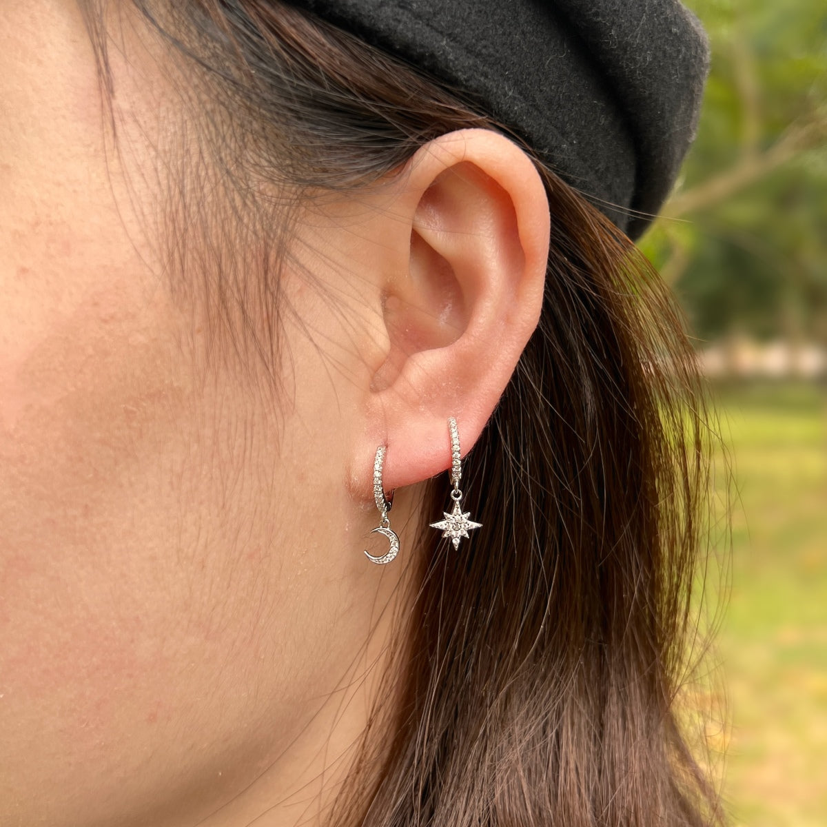 [ORA]Star and Moon Asymmetric Earrings
