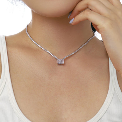 [ORA ]4.0 Carat Elegant Radiant Cut Necklace
