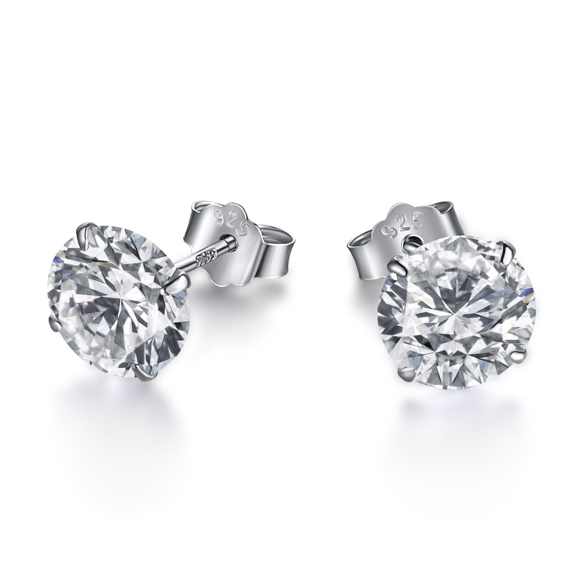 [ORA ]Stylish Shiny Round Center Stone Stud Earrings
