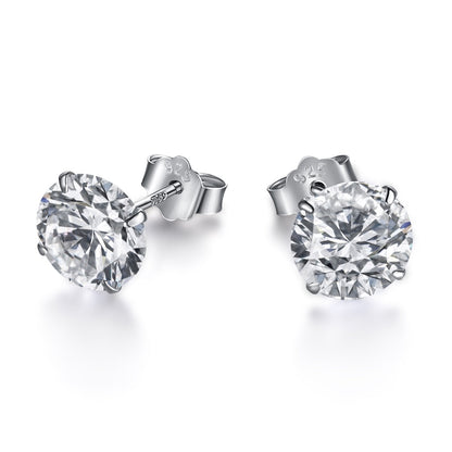 [ORA ]Stylish Shiny Round Center Stone Stud Earrings