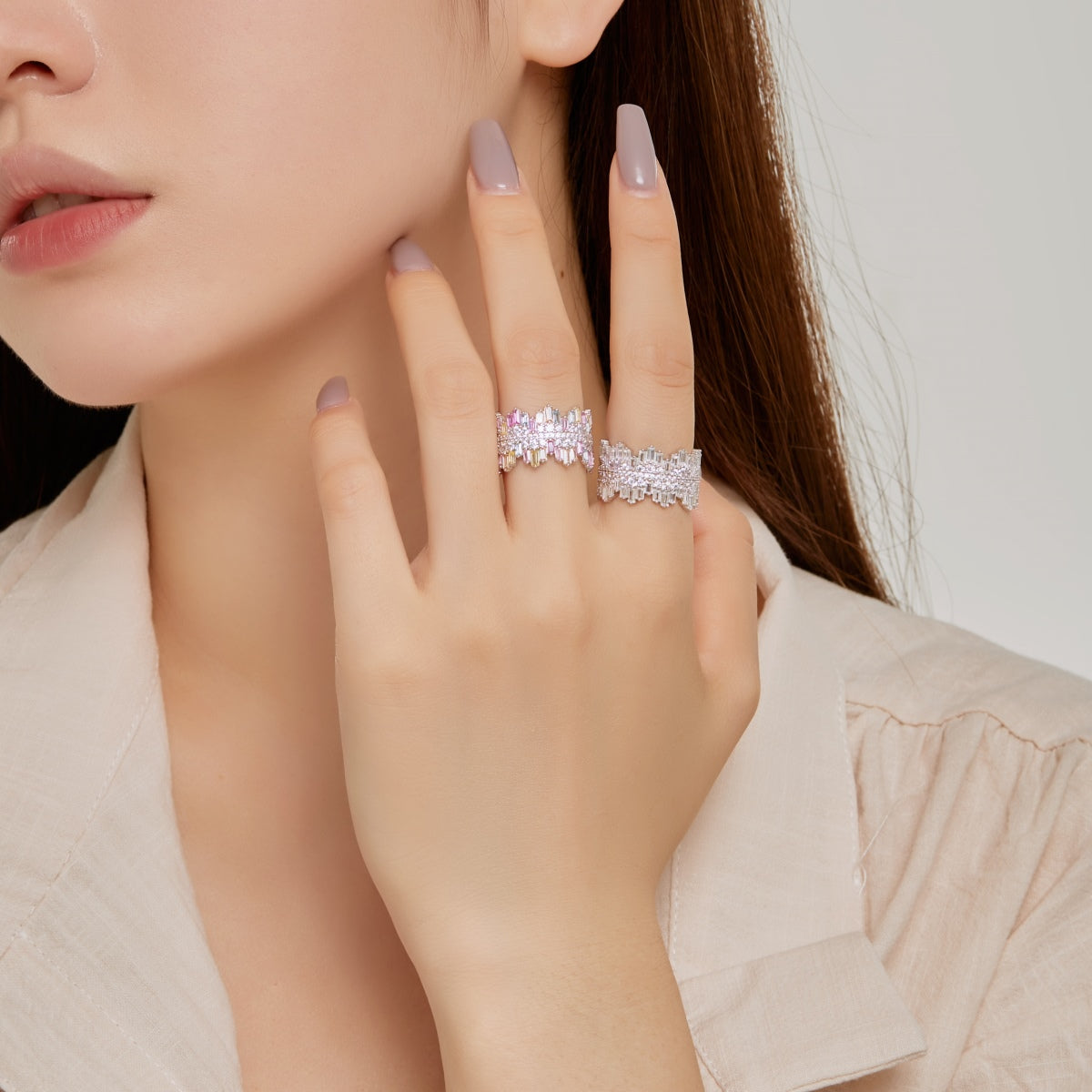[ORA]Luxurious Colorful Radiant Cut Daily Ring