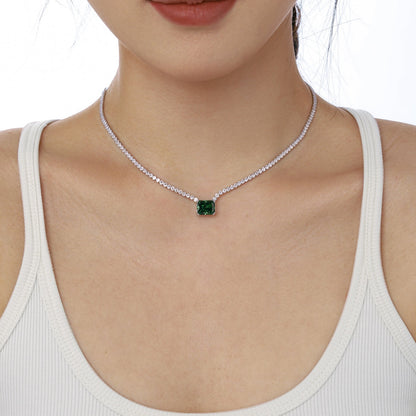 [ORA ]4.0 Carat Elegant Radiant Cut Necklace