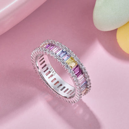 [ORA ]Dainty Kaleidoscopic Emerald Cut Daily Ring