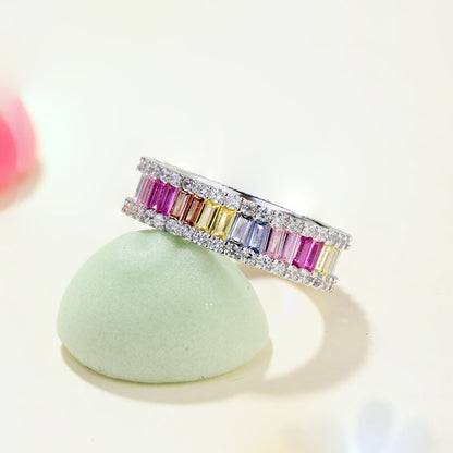 [ORA ]Dainty Kaleidoscopic Emerald Cut Daily Ring