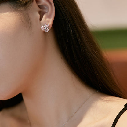 [ORA ]Ornate Flower Shape Pear Cut Lover Earrings