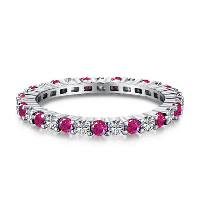 [ORA ]Exquisite Colorful Round Cut Tennis Ring