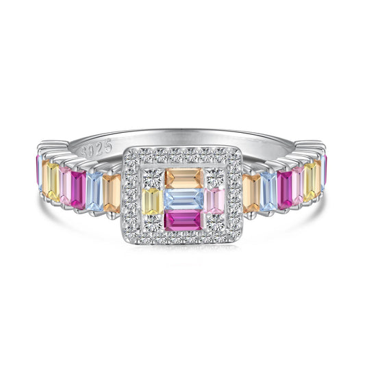 [ORA ]Exquisite Colorful Radiant Cut Party Ring