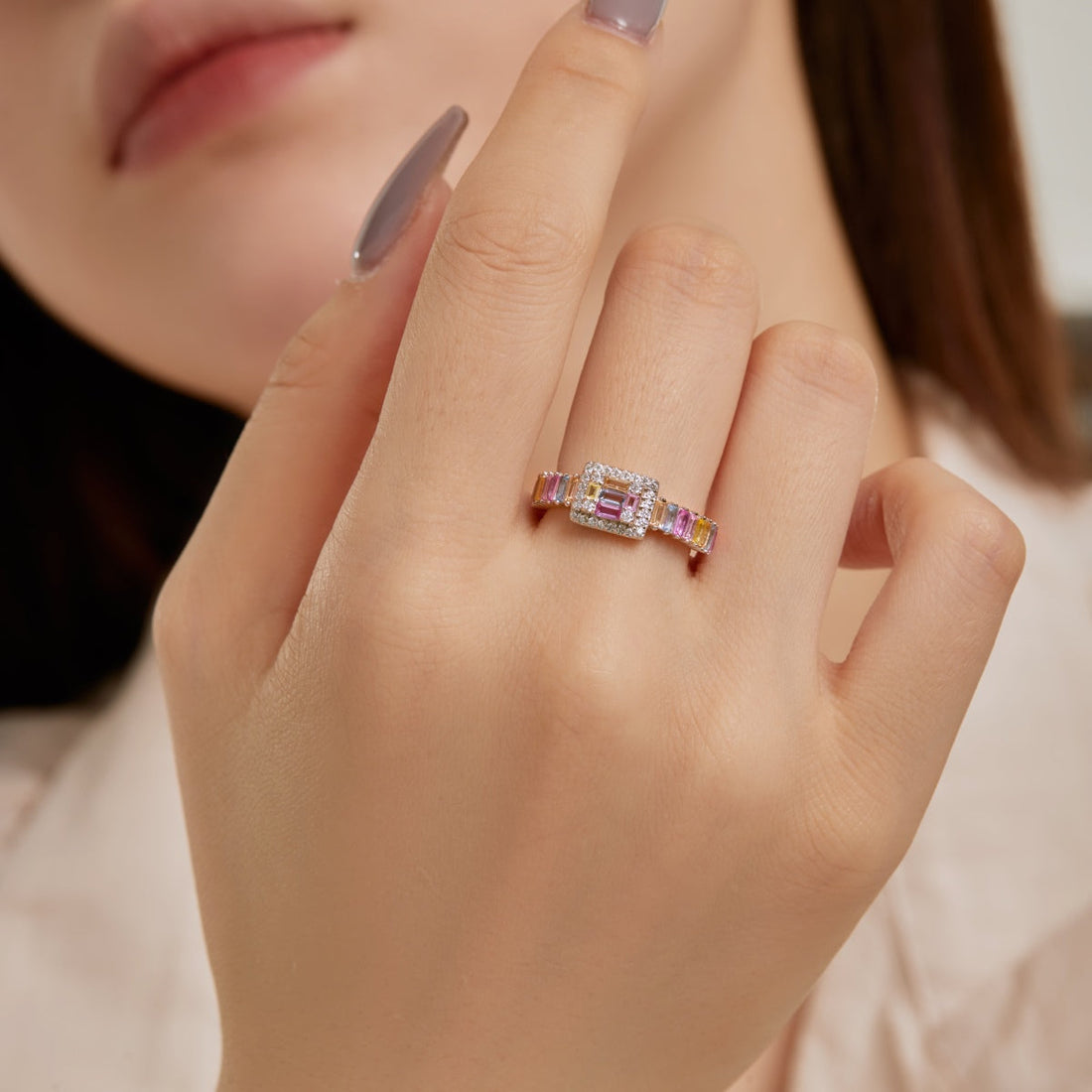 [ORA]Exquisite Colorful Radiant Cut Party Ring
