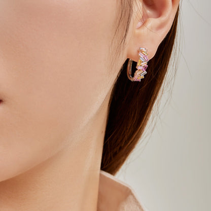 [ORA ]Dazzling Colorful Emerald Cut Daily Earrings