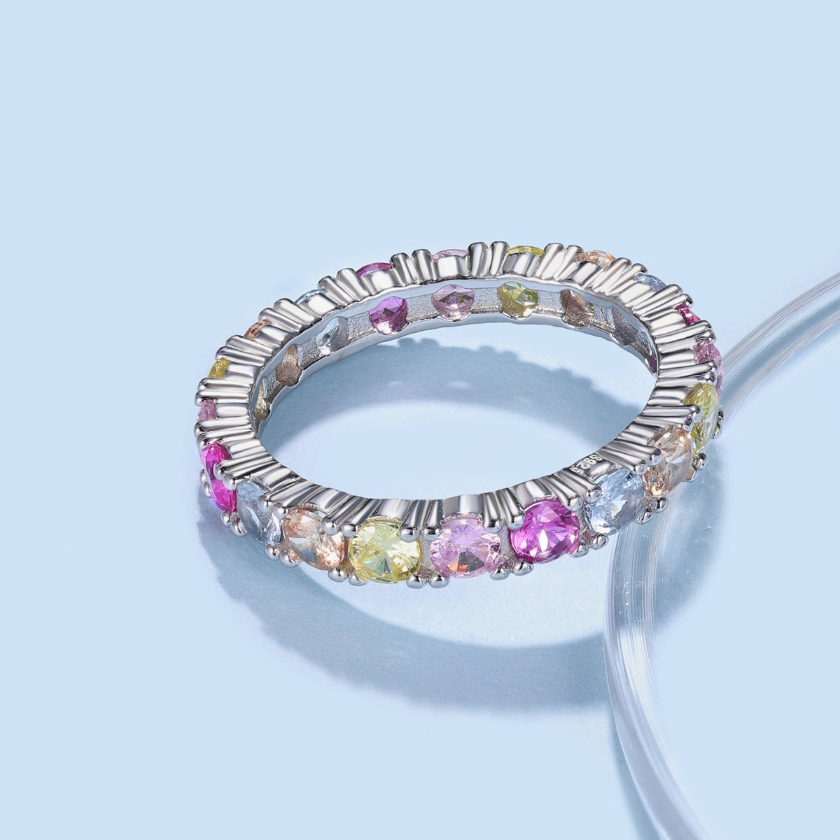 [ORA ]Dazzling Lustrous Round Cut Tennis Ring