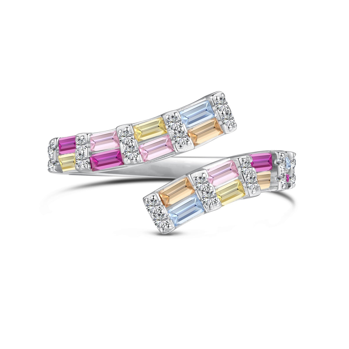 [ORA]Charming Colorful Radiant Cut Adjustable Daily Ring