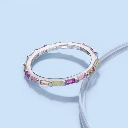 [ORA ]Exquisiter, mehrfarbiger Daily Ring mit Smaragdschliff