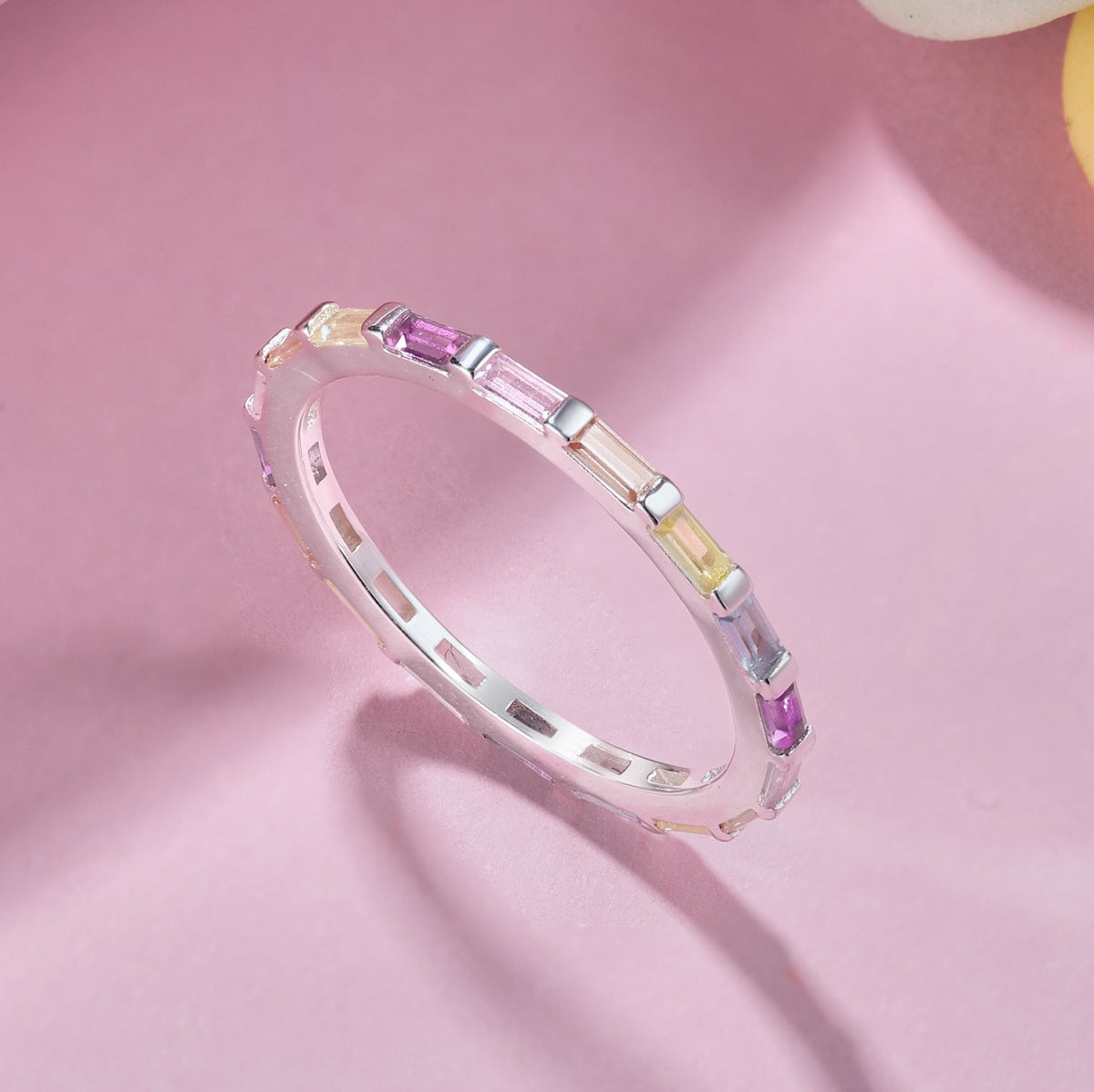 [ORA ]Exquisiter, mehrfarbiger Daily Ring mit Smaragdschliff