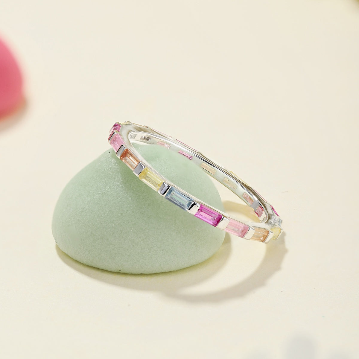 [ORA ]Exquisiter, mehrfarbiger Daily Ring mit Smaragdschliff