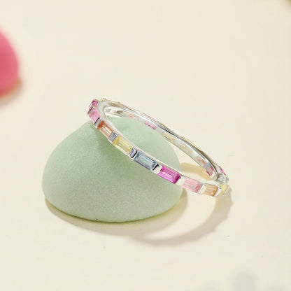 [ORA ]Exquisiter, mehrfarbiger Daily Ring mit Smaragdschliff