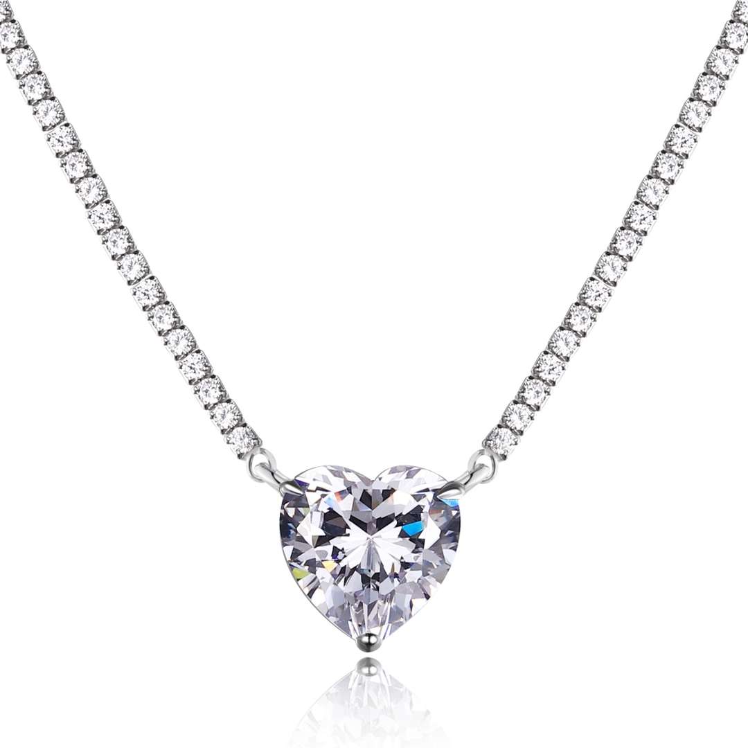 [ORA]8.0 Carat Versatile Colorful Sweet Heart-Shaped Tennis Necklace