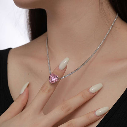 [ORA]8.0 Carat Versatile Colorful Sweet Heart-Shaped Tennis Necklace
