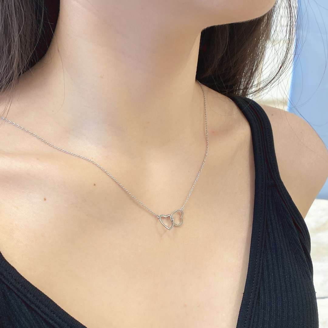 [ORA ]Sterling Silver Love Double Ring Necklace