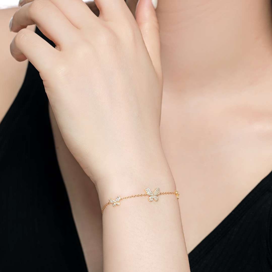 [ORA ]Delicate Butterfly Pendant Bracelet
