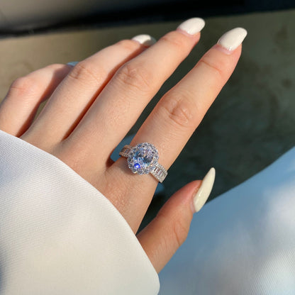 [ORA ]1.5 Carat Dazzling Charming Oval Cut Banquet Ring