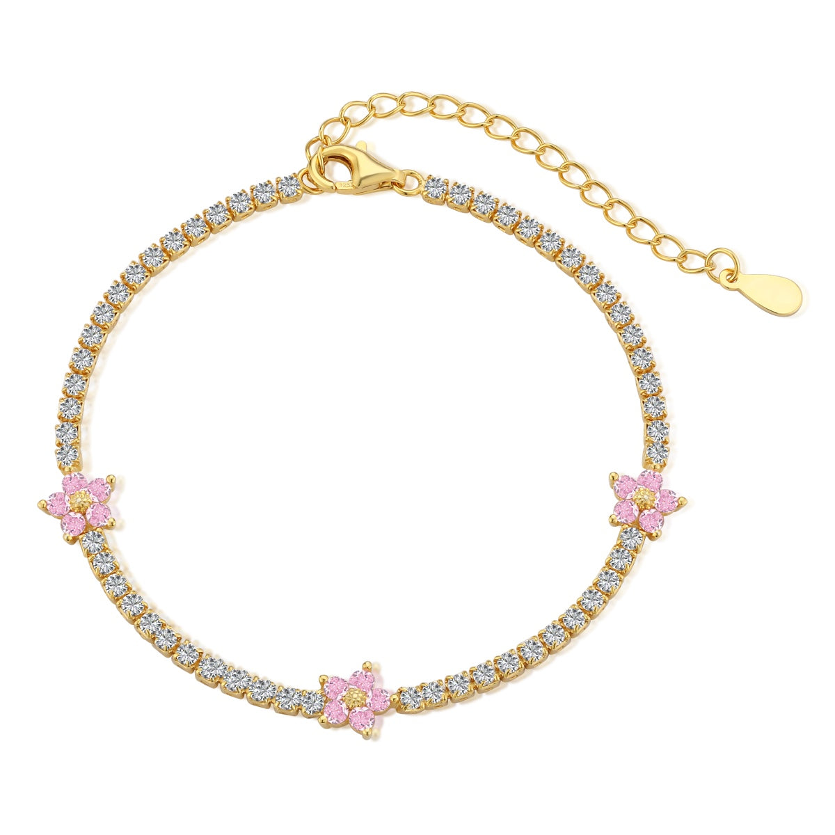 [ORA ]Sparkling Flower Shape Tennis Bracelet