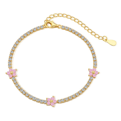 [ORA ]Sparkling Flower Shape Tennis Bracelet