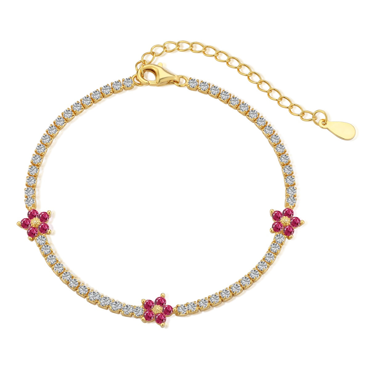 [ORA ]Sparkling Flower Shape Tennis Bracelet