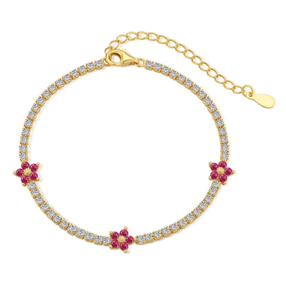 [ORA ]Sparkling Flower Shape Tennis Bracelet