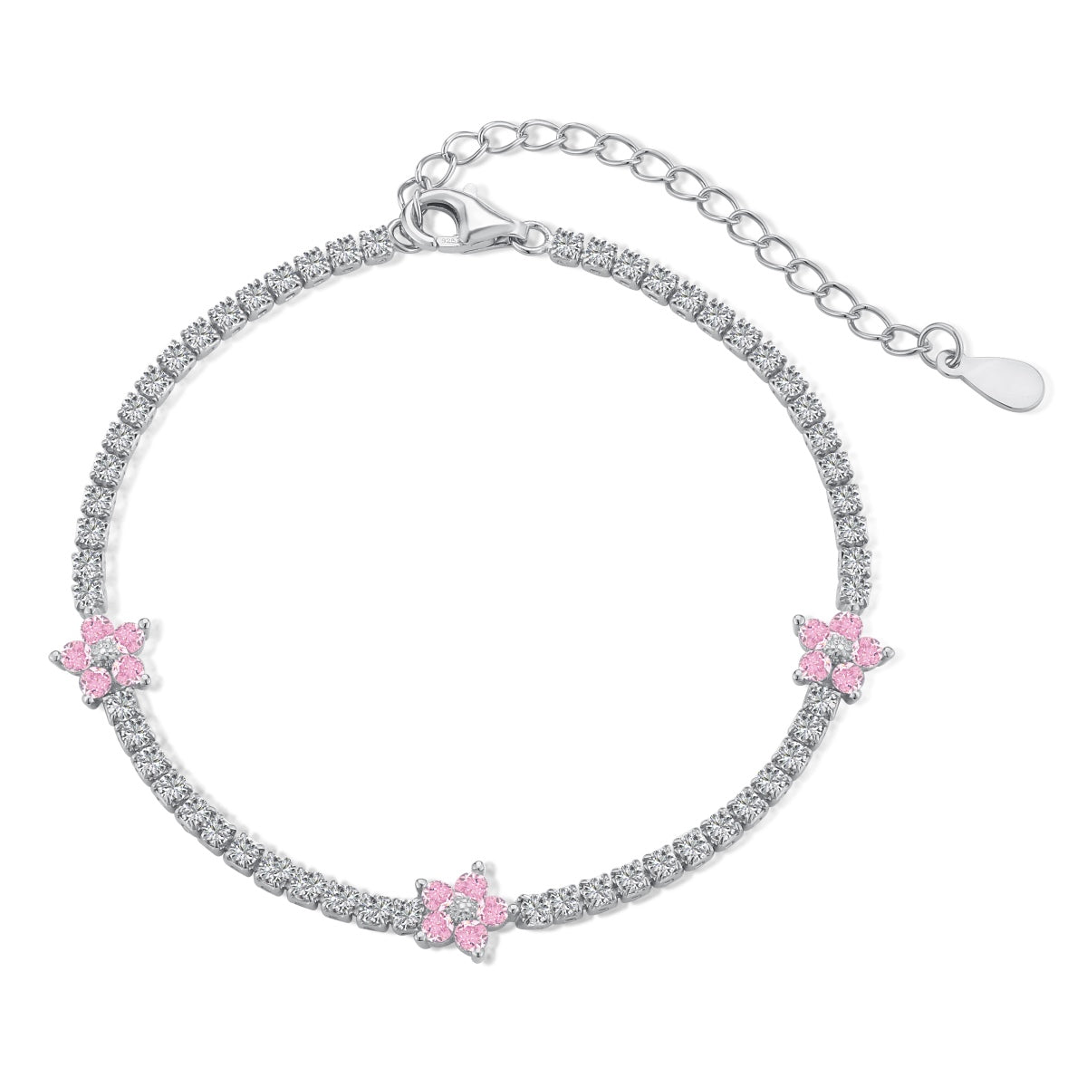 [ORA ]Sparkling Flower Shape Tennis Bracelet