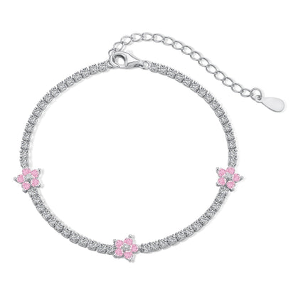 [ORA ]Sparkling Flower Shape Tennis Bracelet