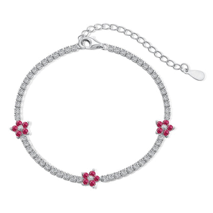 [ORA ]Sparkling Flower Shape Tennis Bracelet