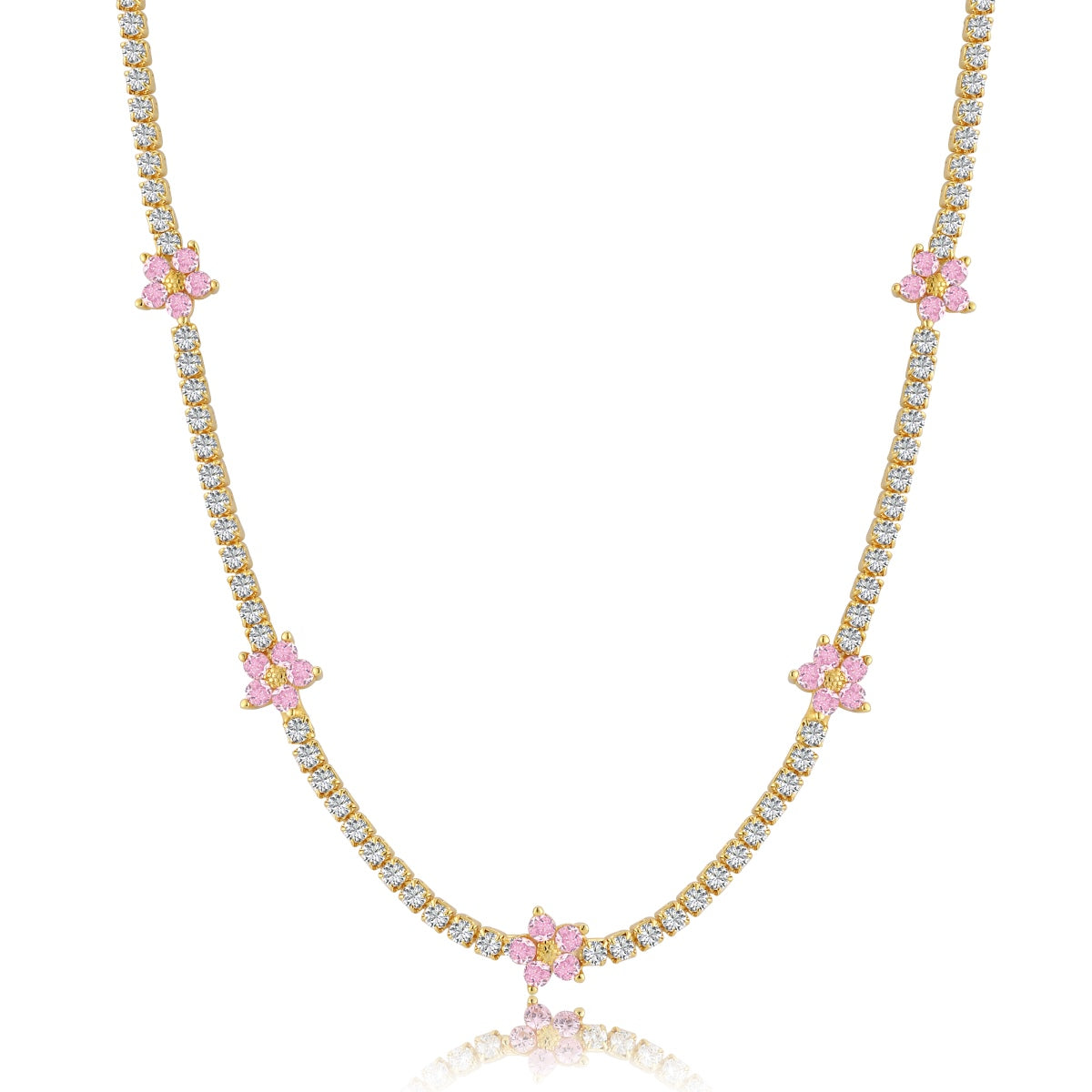 [ORA ]Luxurious Colorful Flower Tennis Necklace