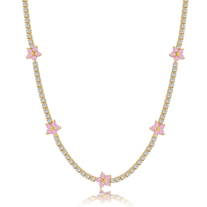 [ORA ]Luxurious Colorful Flower Tennis Necklace