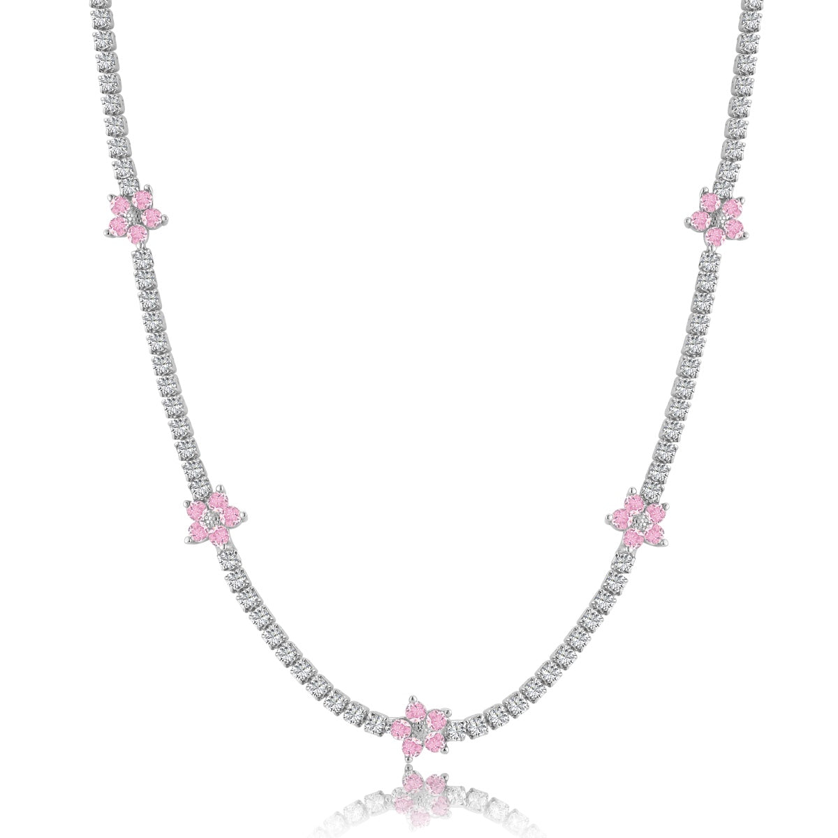 [ORA ]Luxurious Colorful Flower Tennis Necklace