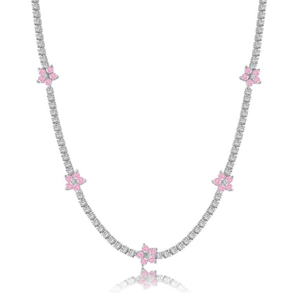 [ORA ]Luxurious Colorful Flower Tennis Necklace