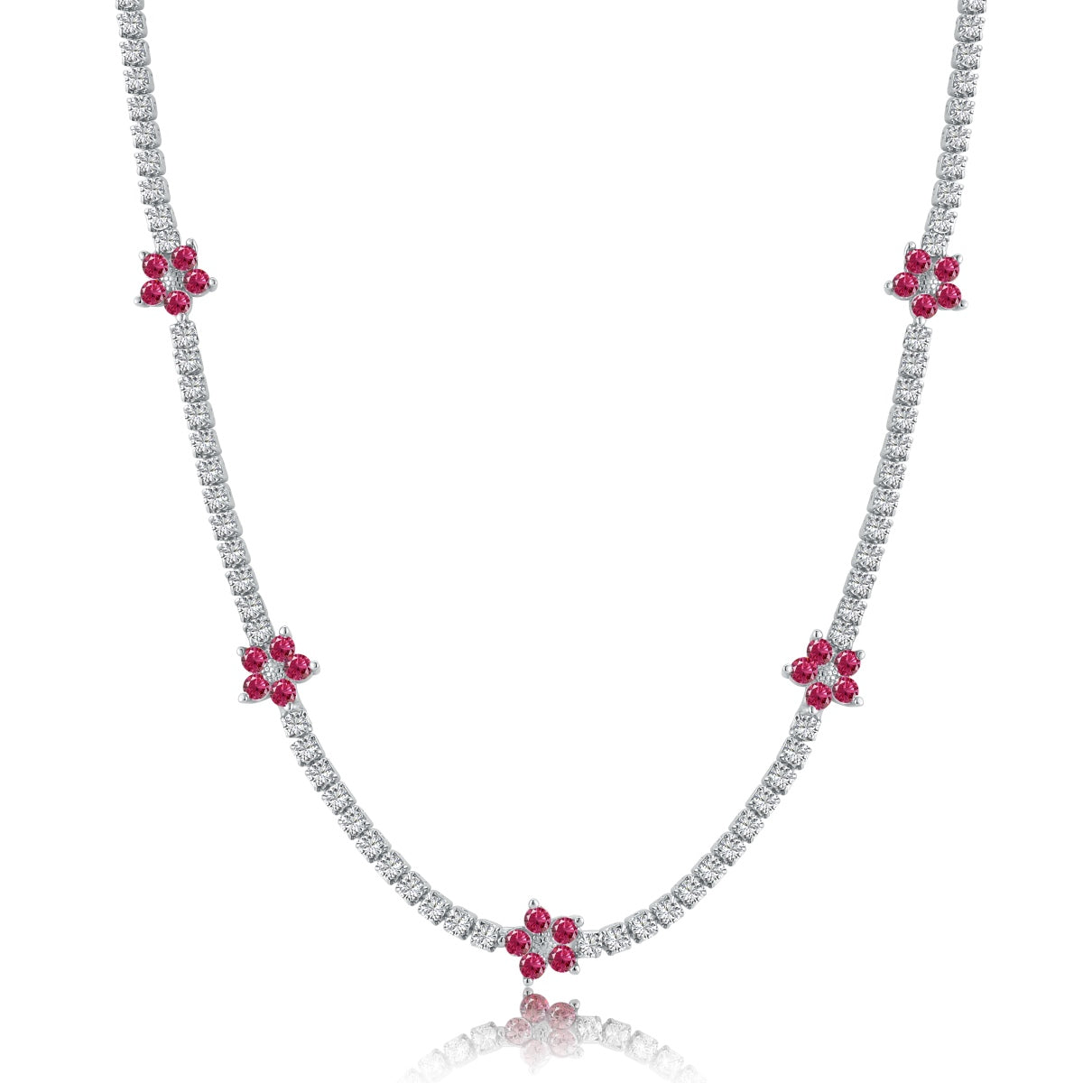 [ORA ]Luxurious Colorful Flower Tennis Necklace