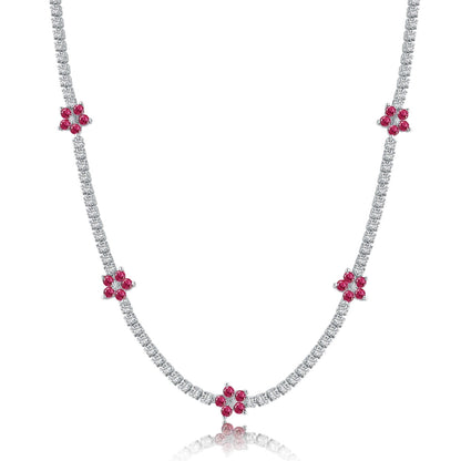 [ORA ]Luxurious Colorful Flower Tennis Necklace
