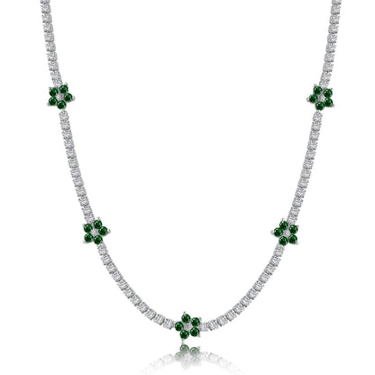 [ORA ]Luxurious Colorful Flower Tennis Necklace