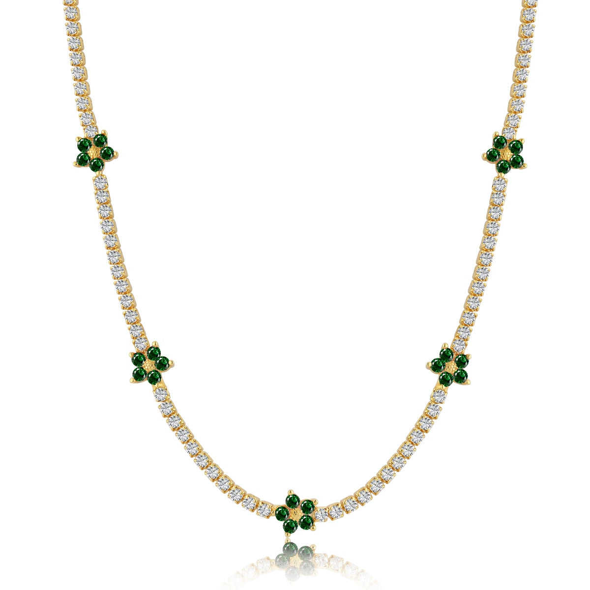 [ORA ]Luxurious Colorful Flower Tennis Necklace