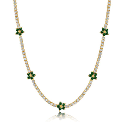 [ORA ]Luxurious Colorful Flower Tennis Necklace