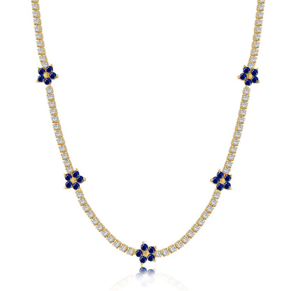 [ORA ]Luxurious Colorful Flower Tennis Necklace