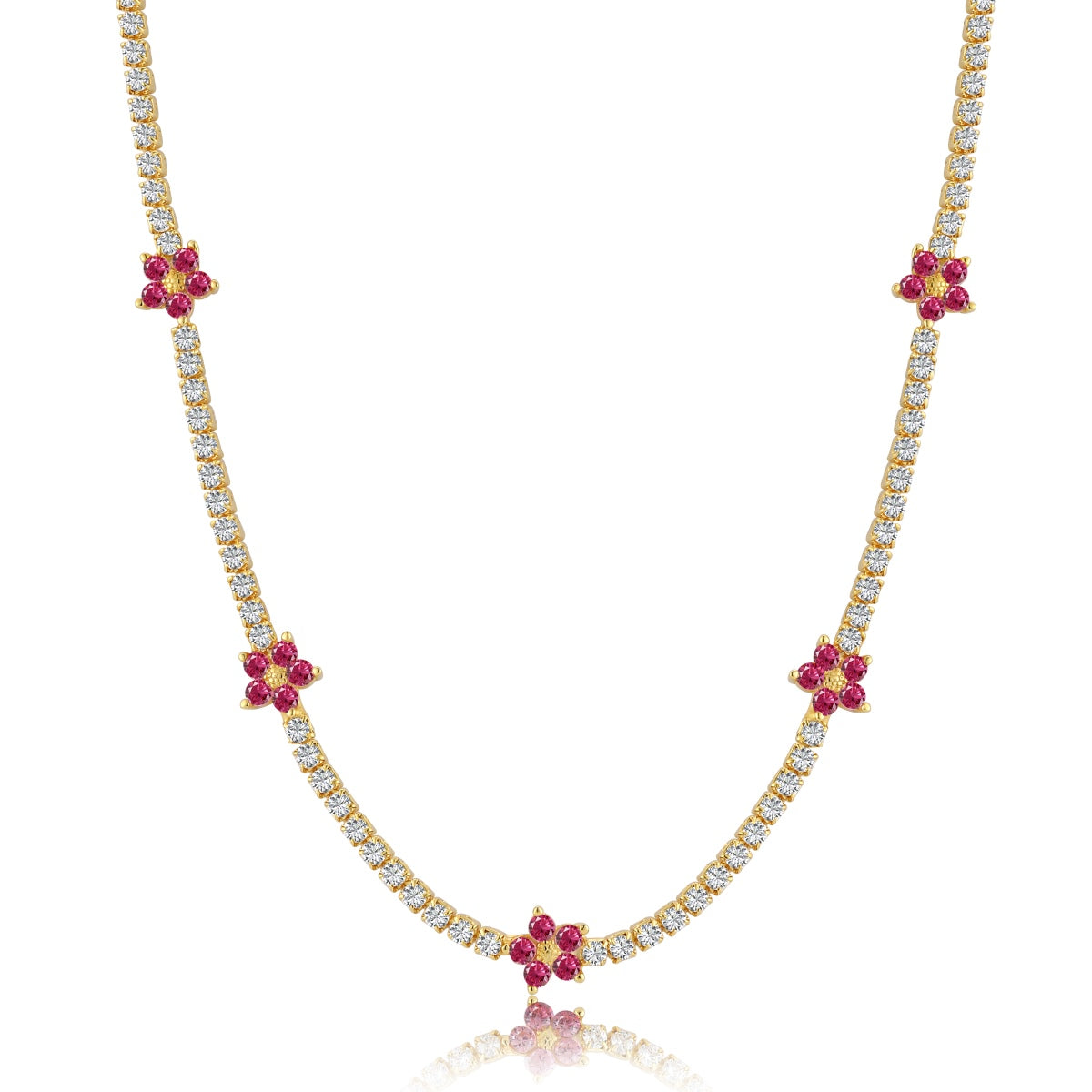 [ORA ]Luxurious Colorful Flower Tennis Necklace