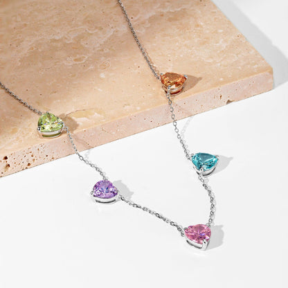 [ORA ]Sparkling Colorful Heart Cut Necklace