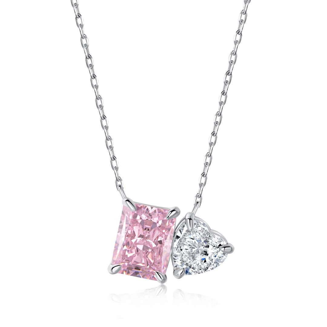 [ORA]Dazzling Square & Heart Shape Necklace