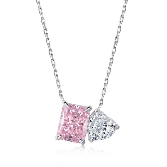 [ORA]Dazzling Square & Heart Shape Necklace