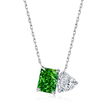 [ORA]Dazzling Square & Heart Shape Necklace