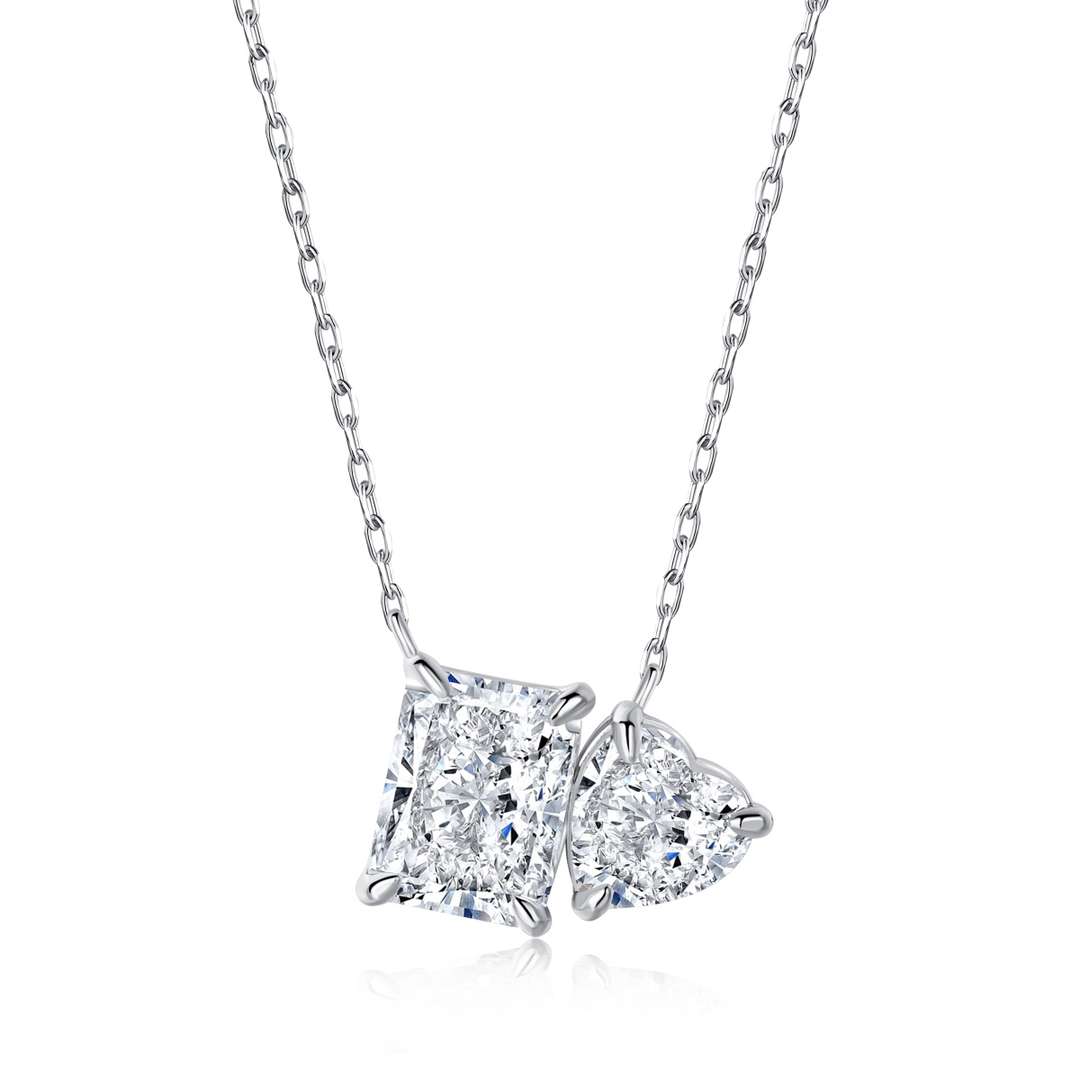 [ORA]Dazzling Square & Heart Shape Necklace
