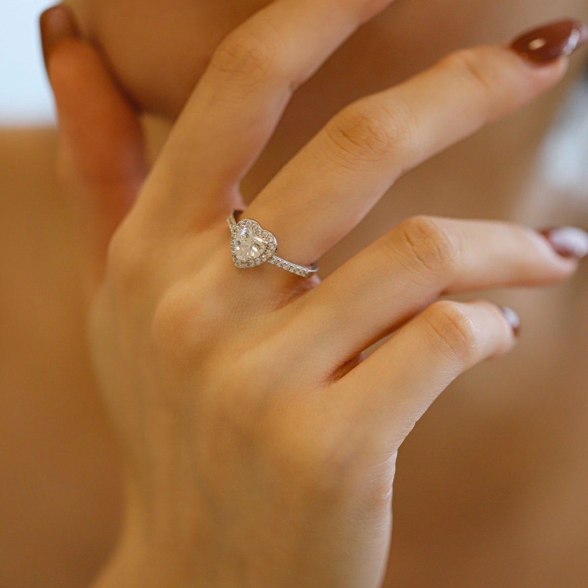 [ORA ]Eternity Splashy Romantic Heart Shape Lover Ring