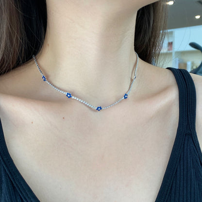 [ORA ]Luxurious Colorful Flower Tennis Necklace